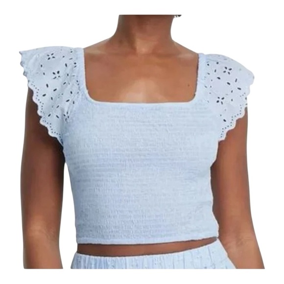Universal Thread Tops - NWT Target Universal Thread Short Sleeve Blouse- Light Blue XXL